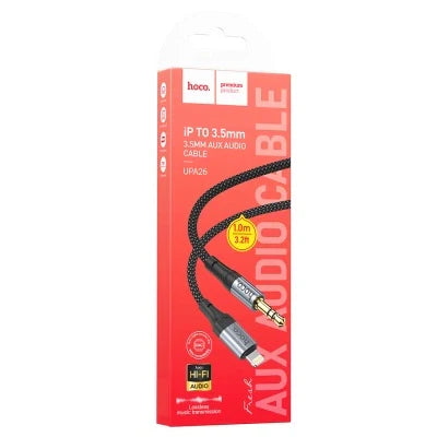 Hoco UPA26 Lightning to 3.5mm Aux Cable — Hi-Fi Audio, 1M Braided